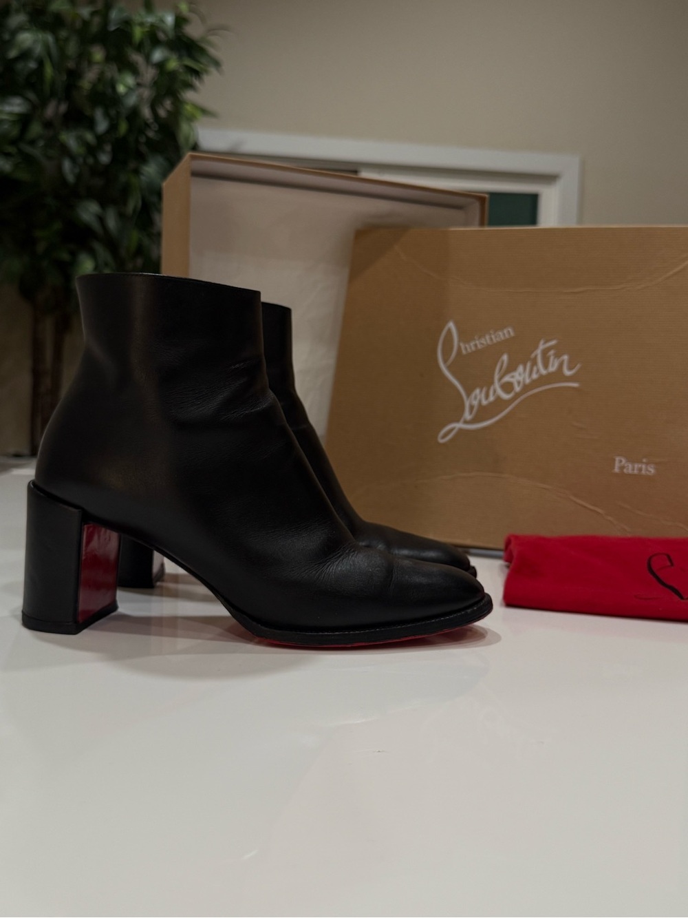Christian Louboutin Black Leather Ankle Boots
